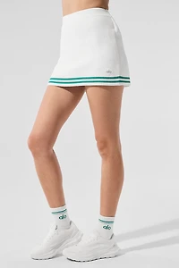 Tennis Club Sweater Knit Skirt - White/Spruce Green