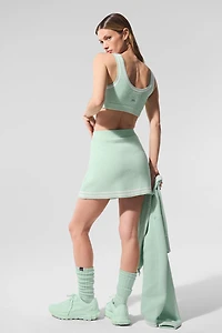 Tennis Club Sweater Knit Skirt - Spearmint/White