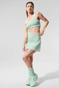 Tennis Club Sweater Knit Skirt - Spearmint/White
