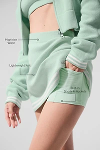 Tennis Club Sweater Knit Skirt - Spearmint/White
