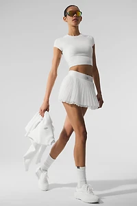 Mesh Baseline Tennis Skirt - White