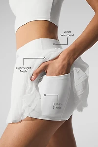 Mesh Baseline Tennis Skirt - White