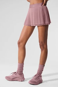 Mesh Baseline Tennis Skirt - Smoky Quartz