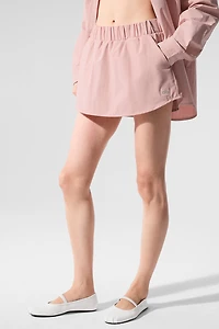 Pinstripe Daylight Mini Skirt - Pink Quartz/Ivory