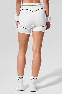 4” Airbrush High-Waist Heart Throb Short - White/Black