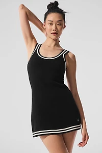 Tennis Club Sweater Knit Dress - Black/Ivory