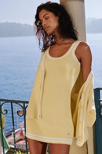 Tennis Club Sweater Knit Dress - Warm Butter/White