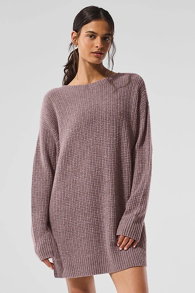 Cashmere Plush Waffle Dress - Mushroom Heather