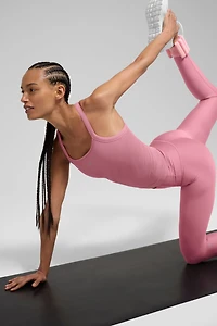 Seamless Ribbed Favorite Full Length Bra Tank - Pink Wild Rose