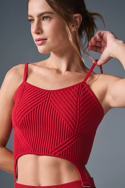 Denim Knit Garter Tank - Bold Red/Dark Red