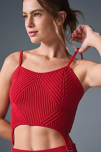 Denim Knit Garter Tank - Bold Red/Dark Red