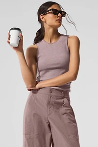 Ribbed En Pointe Tank - Mushroom Heather