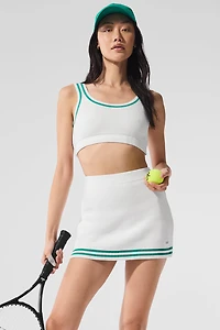 Tennis Club Sweater Knit Bra - White/Spruce Green