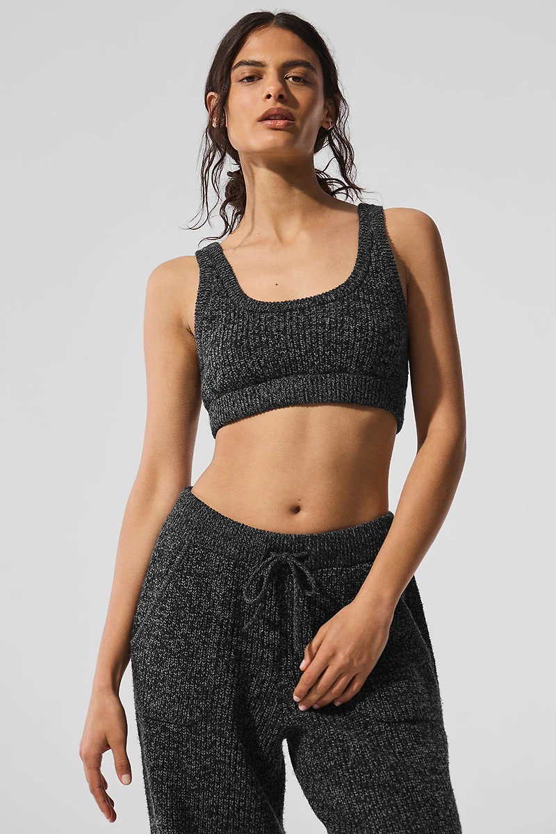 Marl Sweater Bra - Black