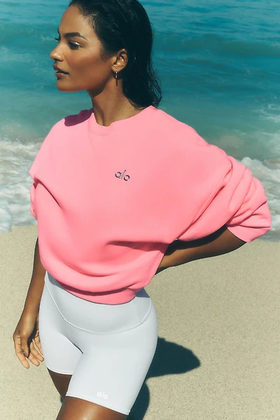 Cropped Accolade Crewneck - Neon Bubblegum