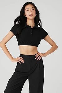Cropped Prestige Polo - Black