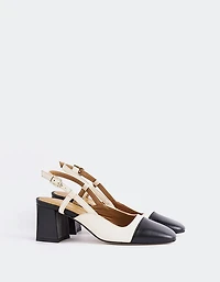 Clemmie Black/Off White Leather