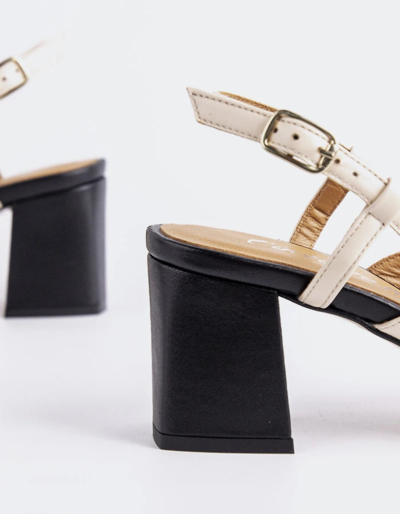 Clemmie Black/Off White Leather