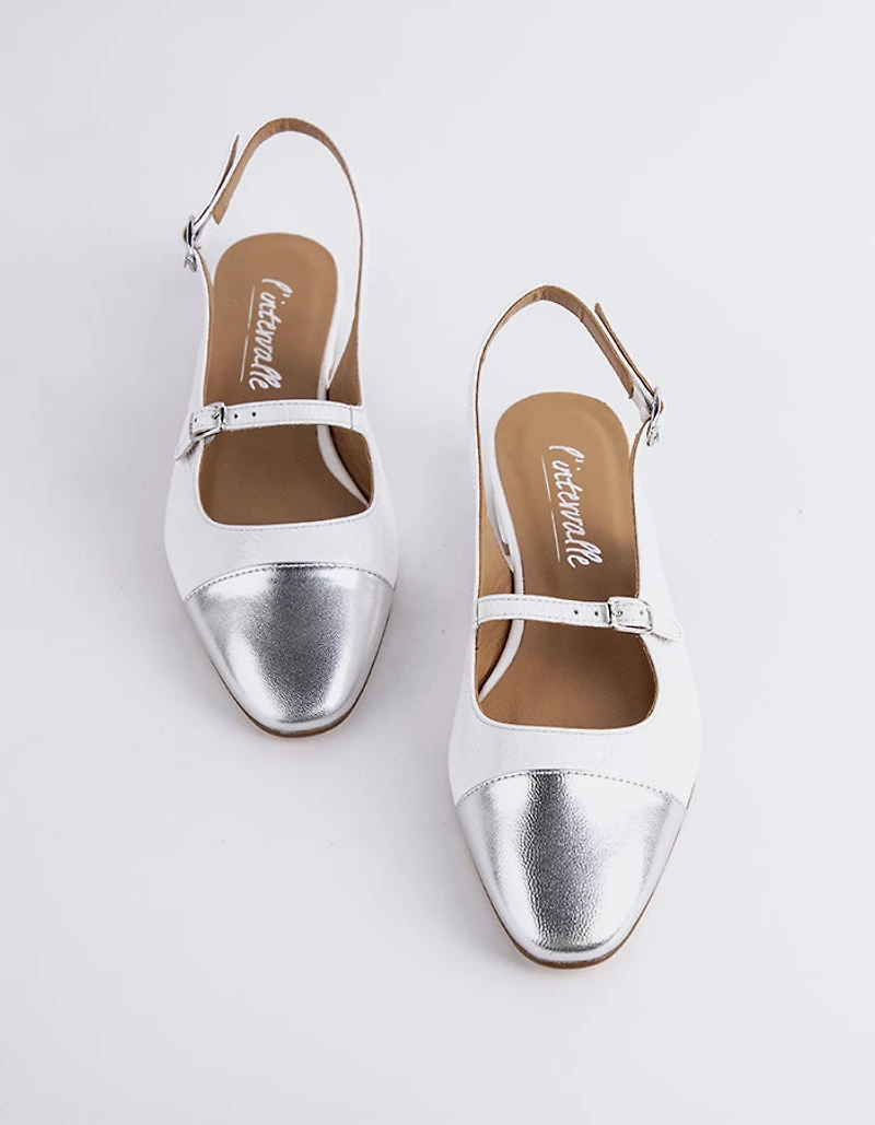 Dolly White/Silver Leather