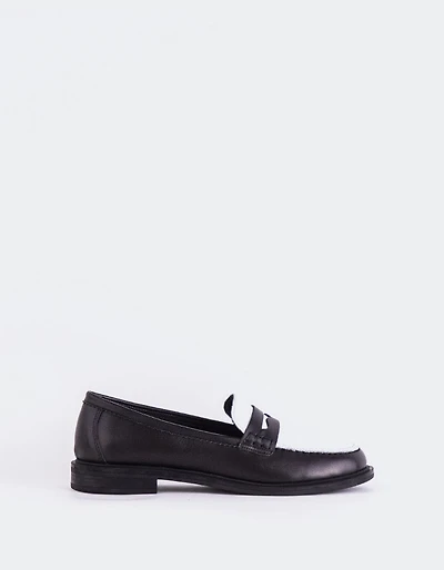 Safiya White/Black Leather