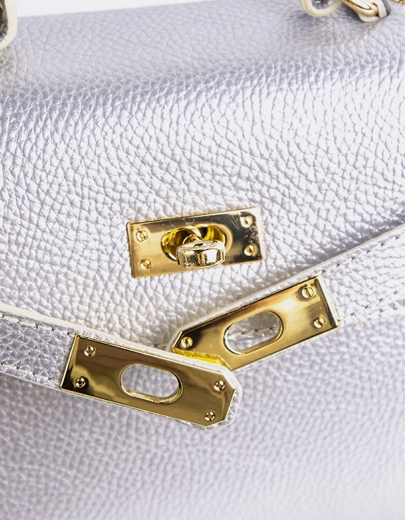 Vance Silver Metal Leather