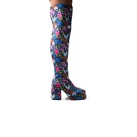 Furth Navy Satin Flowers