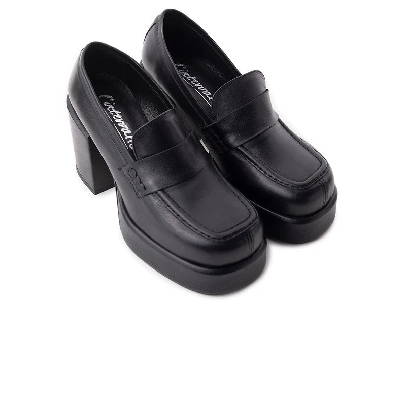Soria Black Leather Covered