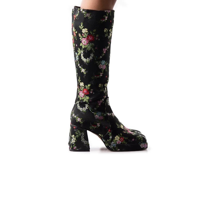 Garden Black Floral Fabric