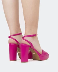 Caicos, Fucshia Leather/Cuir