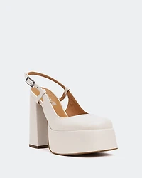Cave, Off White Leather/Cuir Blanc Cassé