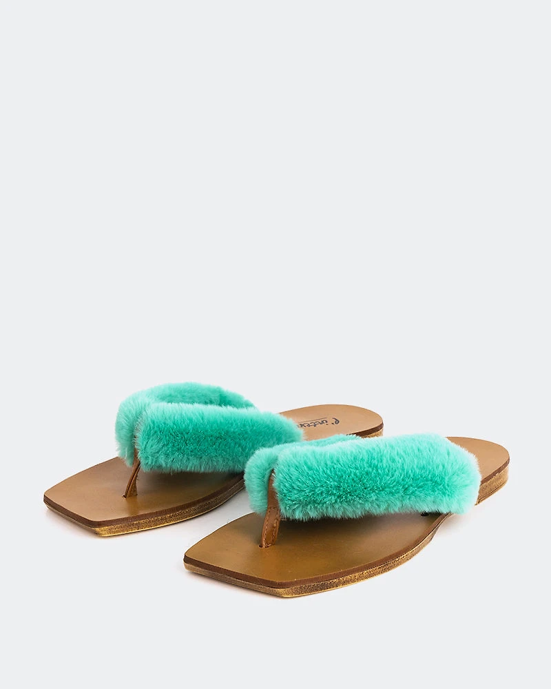 Madras Blue Faux Fur