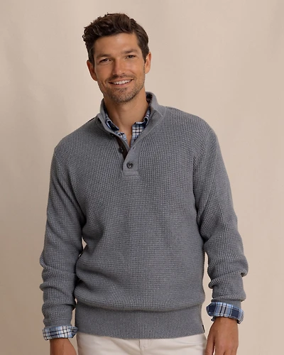 Bass Creek Heather Quarter Button Sweater