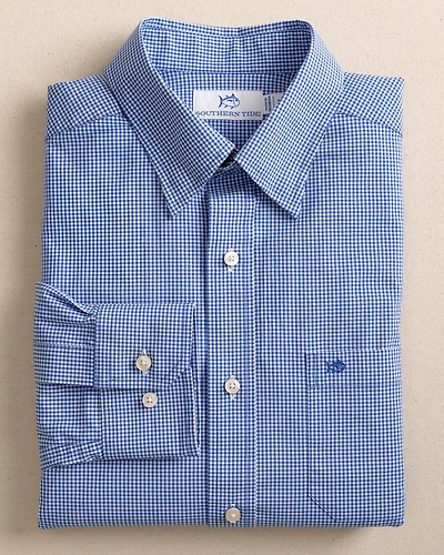 Charleston Parkwood Micro-Gingham Long Sleeve Sport Shirt