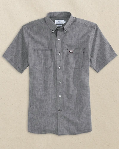 Georgia Bulldogs Oval G Short Sleeve Button Down Dock Shirt