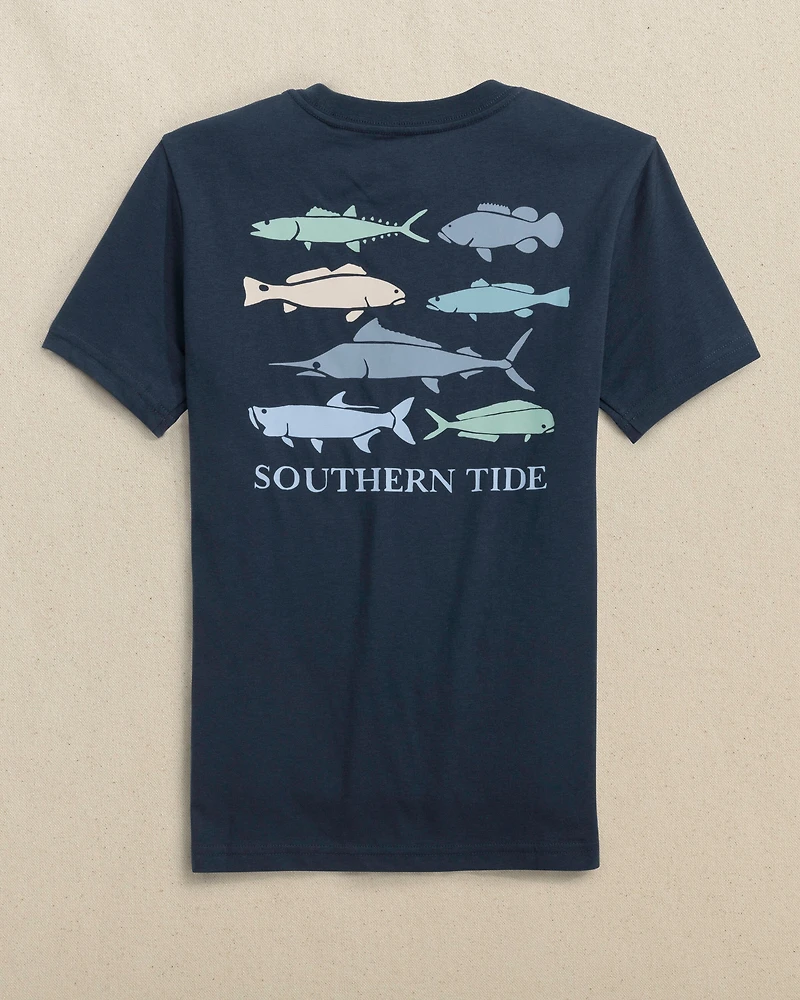 Kids Fish Stamp Short Sleeve T-Shirt