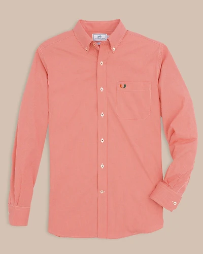 Miami Hurricanes Gingham Button Down Shirt