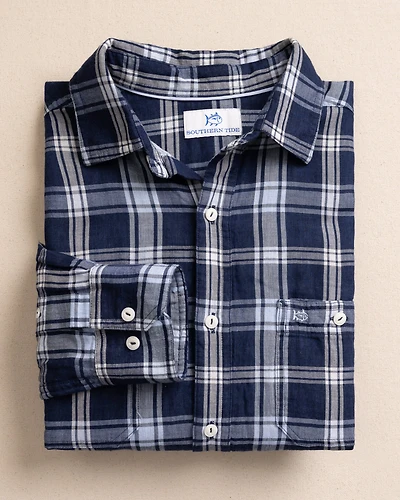 Somerset Plaid Heather Double Cloth Long Sleeve Sport Shirt