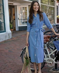 Trista Striped Midi Shirt Dress