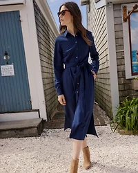 Trista Textured Midi Shirt Dress