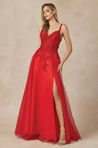 3D flowers embroidered tulle glitter dress