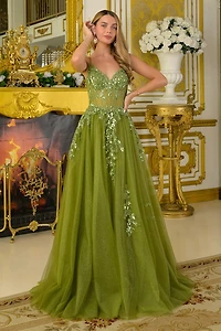 A LINE DRESS WITH 3D FLOWERS