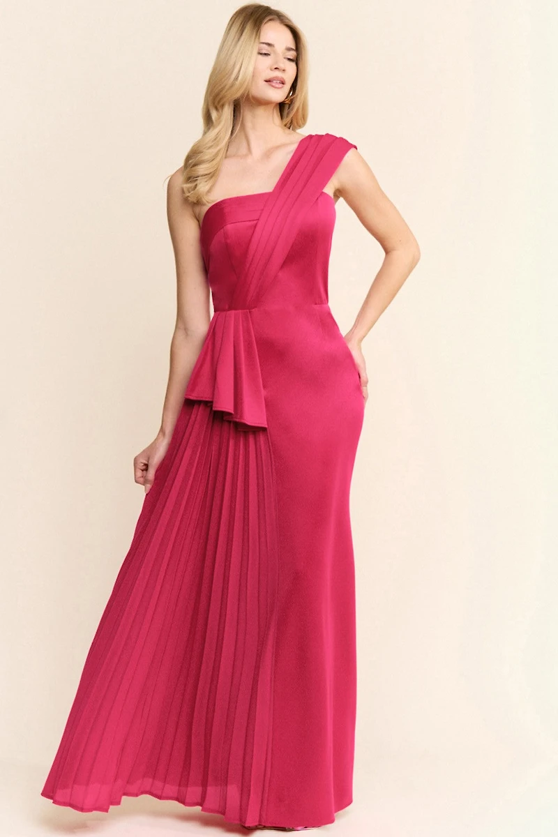 Pleated Ruffle Detail Maxi Dress