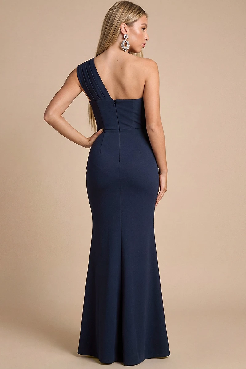 Pleated Ruffle Detail Maxi Dress