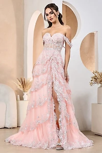 TIERED RUFFLE A LINE DRESS