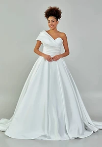 One Shoulder Maxi Polyester Regular Wedding Dress