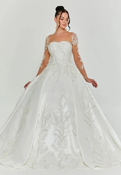 Long Sleeve Maxi Polyester Regular Wedding Dress