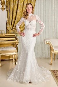 WEDDING DRESS WITH A LONG SLEEVE TOP