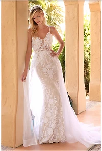 LACE WEDDING GOWN WITH OVERSKIRT