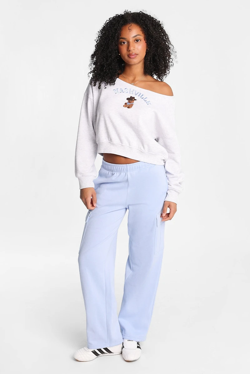 Sweatshirt à épaules dénudées