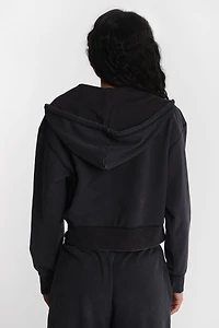Washed Midi Zip-Up Hoodie